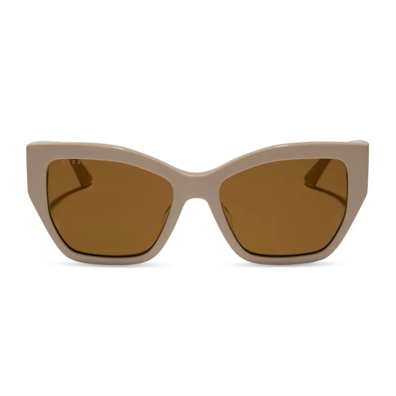 VIVIENNE - ALMOND + BROWN WITH GOLD FLASH SUNGLASSES sold by Diff Eyewear