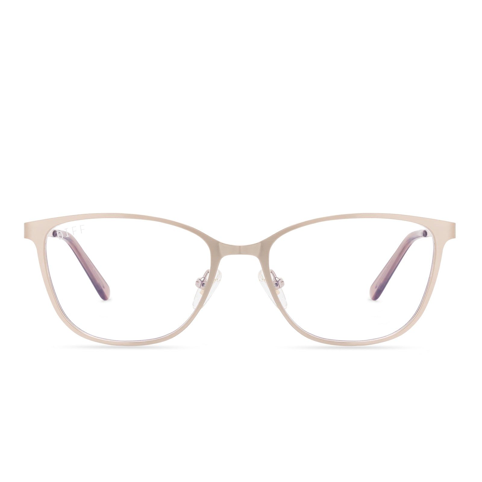 CARMEN - BRUSHED ROSE GOLD + CLEAR GLASSES sold by Diff Eyewear