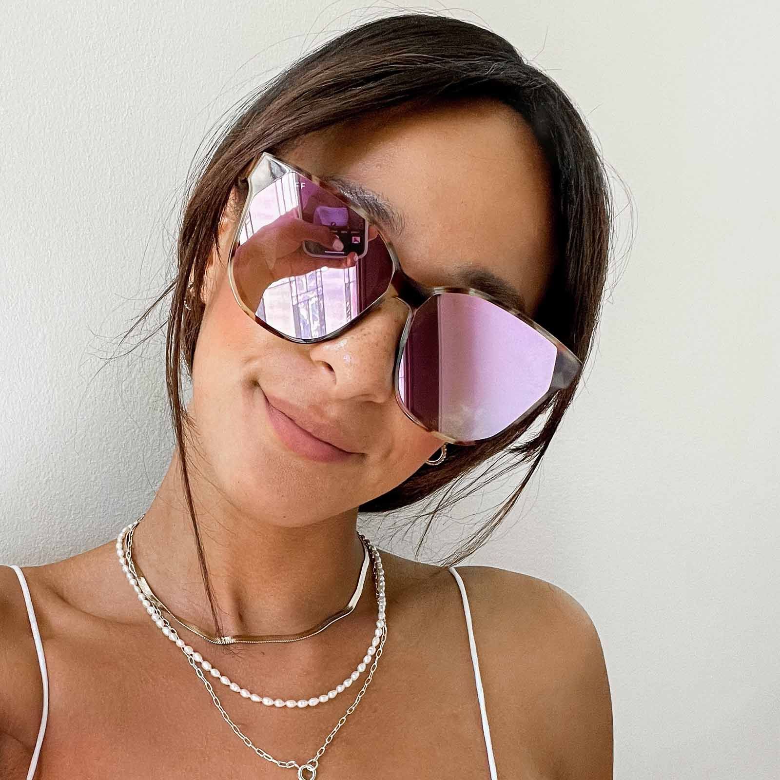 GIA - LOTUS TORTOISE + CHERRY BLOSSOM MIRROR SUNGLASSES sold by Diff Eyewear product image thumbnail 6