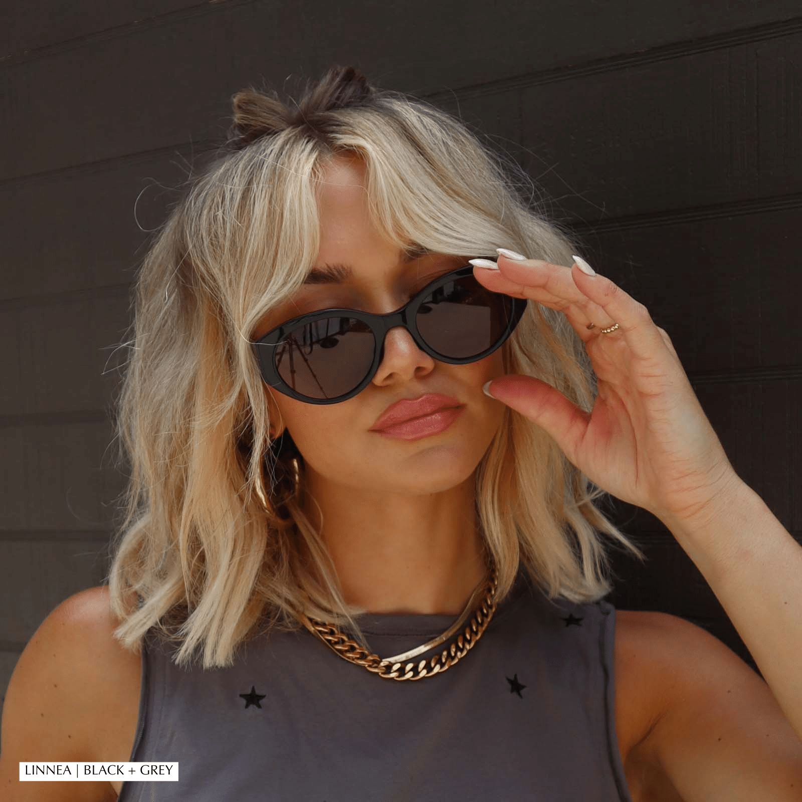 LINNEA - TRUFFLE + GREY GRADIENT SUNGLASSES sold by Diff Eyewear product image thumbnail 5