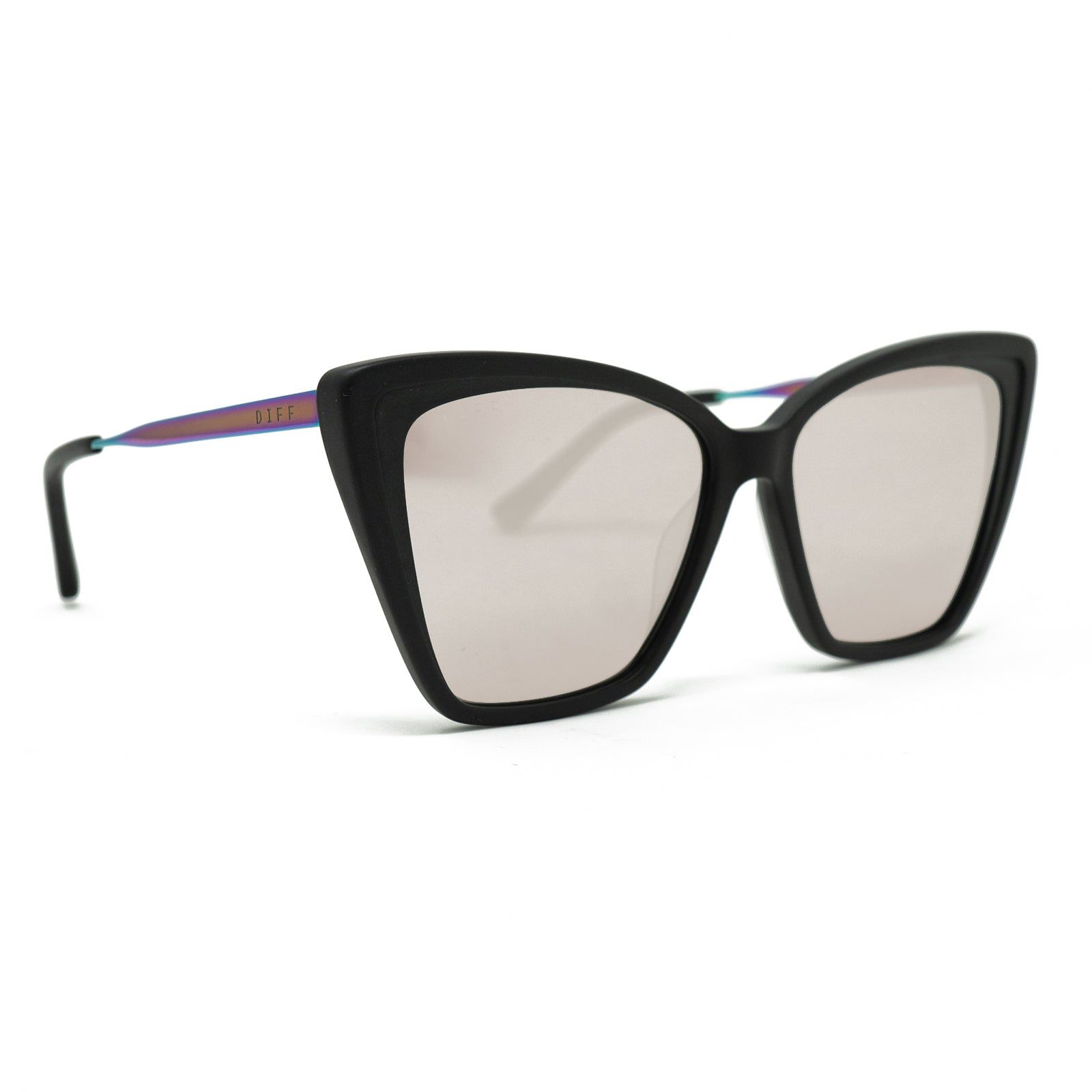 BECKY II - MATTE BLACK OIL SLICK + GREY MIRROR SUNGLASSES sold by Diff Eyewear product image thumbnail 3