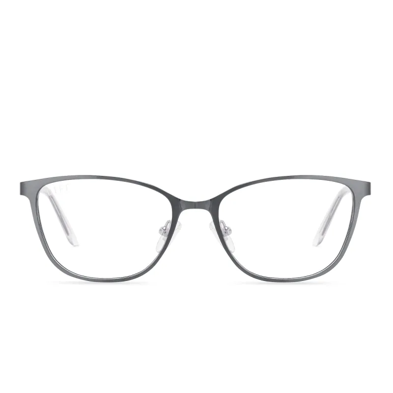 CARMEN - BRUSHED SILVER + BLUE LIGHT TECHNOLOGY GLASSES sold by Diff Eyewear