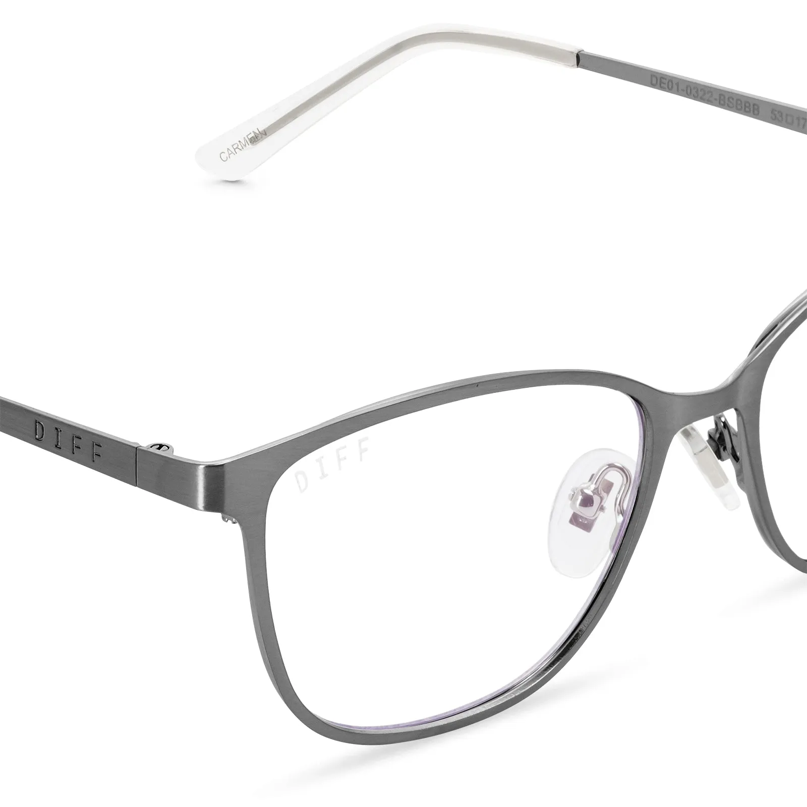 CARMEN - BRUSHED SILVER + BLUE LIGHT TECHNOLOGY GLASSES sold by Diff Eyewear product image thumbnail 3