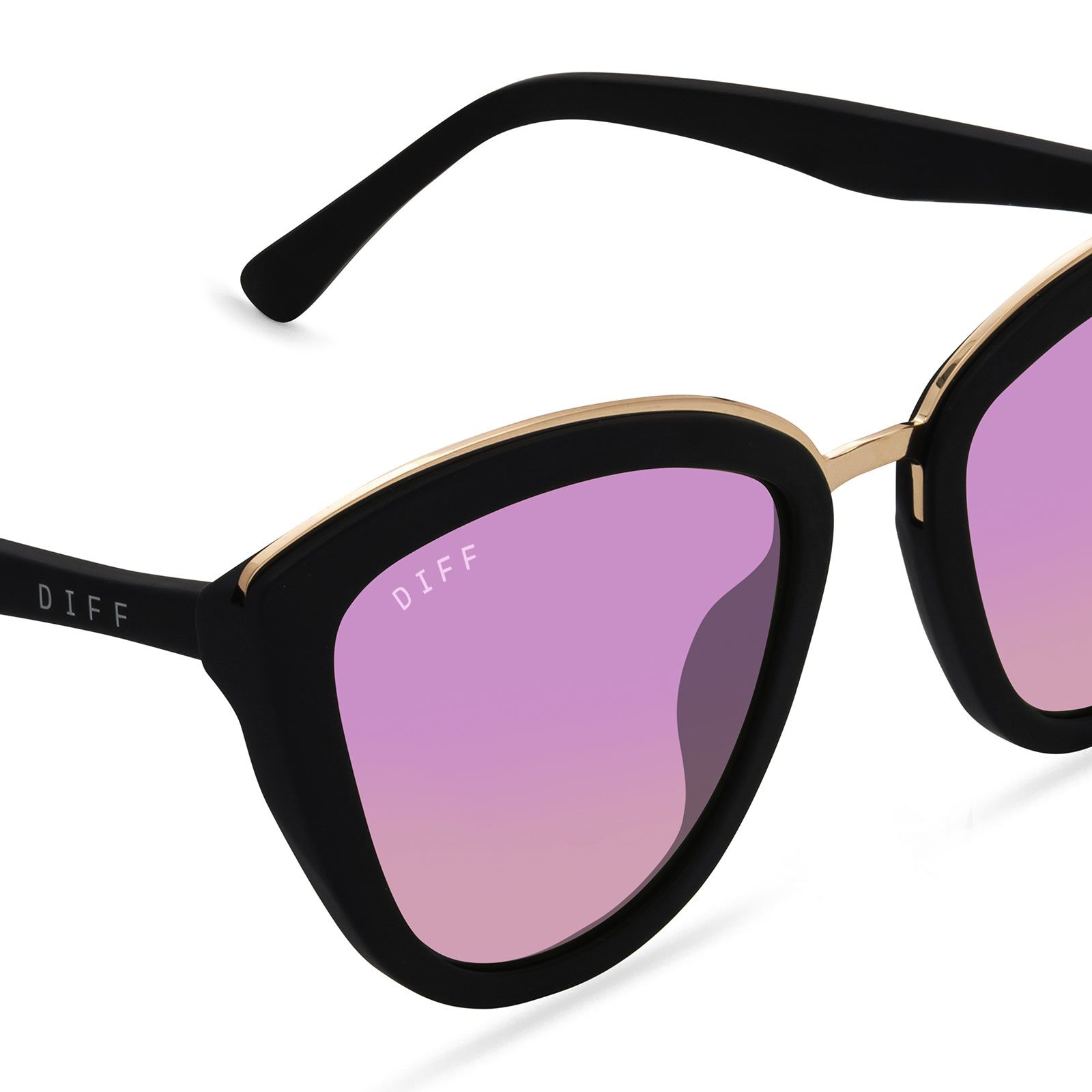 ROSE - MATTE BLACK + PINK MIRROR SUNGLASSES sold by Diff Eyewear product image thumbnail 4