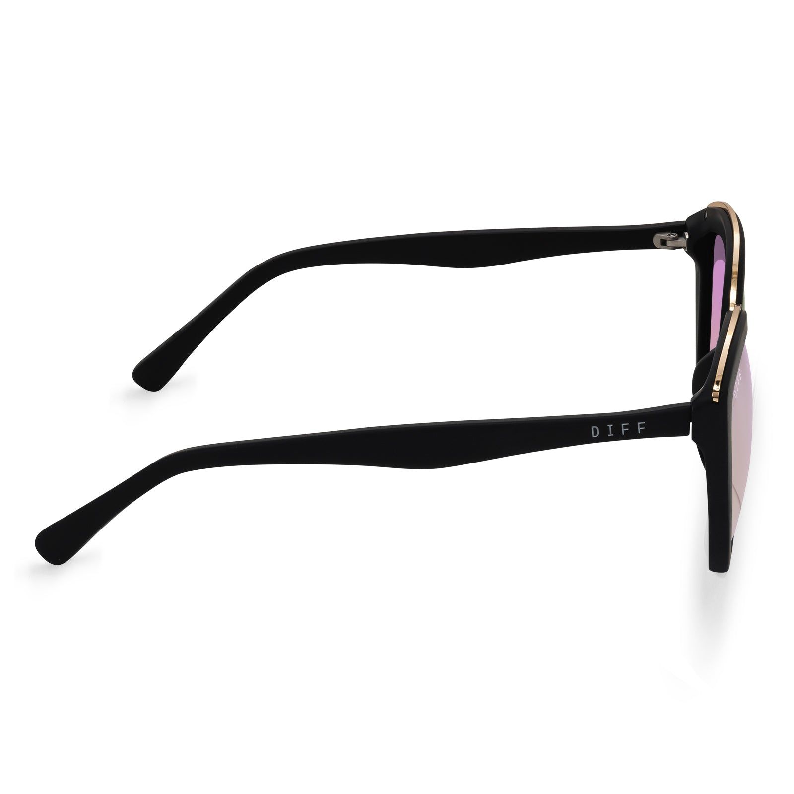 ROSE - MATTE BLACK + PINK MIRROR SUNGLASSES sold by Diff Eyewear product image thumbnail 3