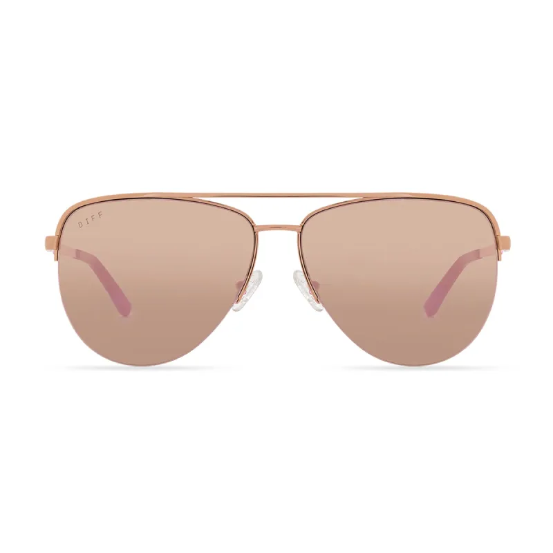 TATE - ROSE GOLD + CHERRY BLOSSOM MIRROR SUNGLASSES sold by Diff Eyewear