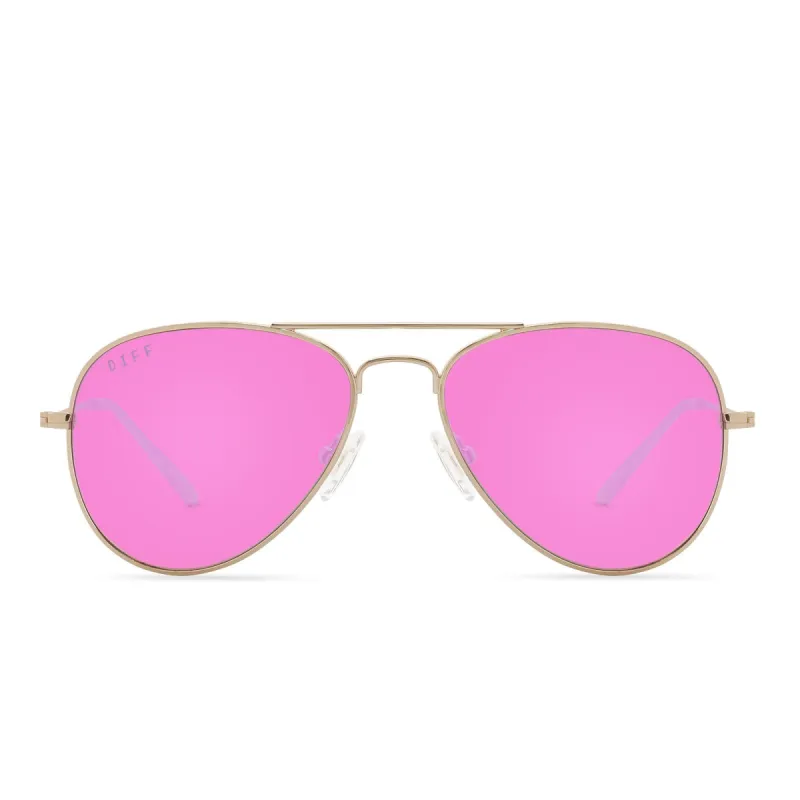 CRUZ XS - GOLD + PINK MIRROR SUNGLASSES sold by Diff Eyewear