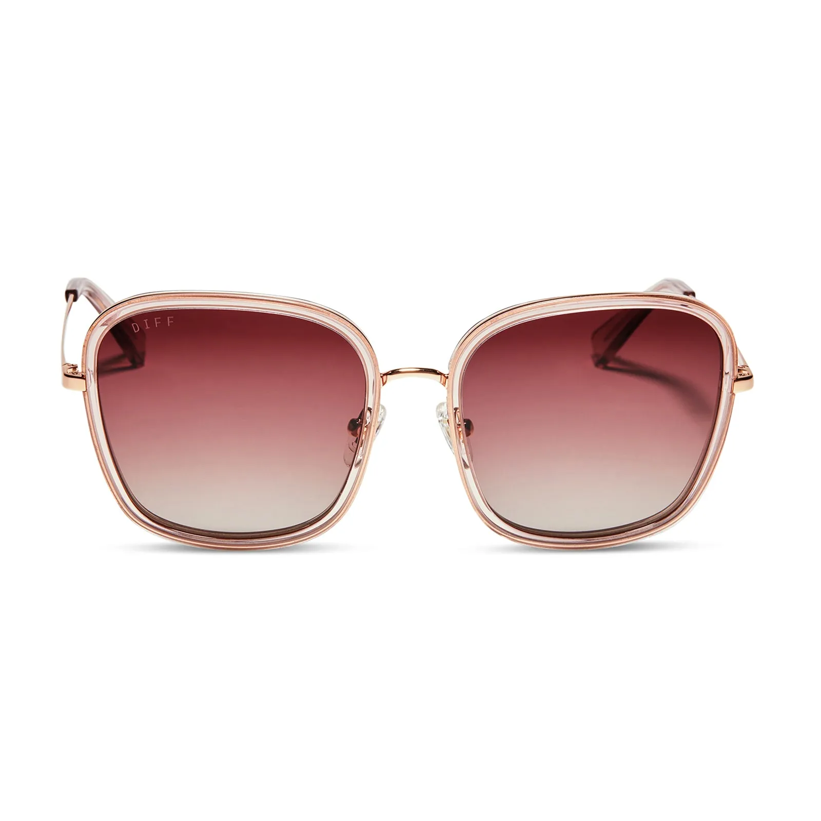 GENEVIVE - LIGHT PINK CRYSTAL + WINE GRADIENT + POLARIZED SUNGLASSES sold by Diff Eyewear