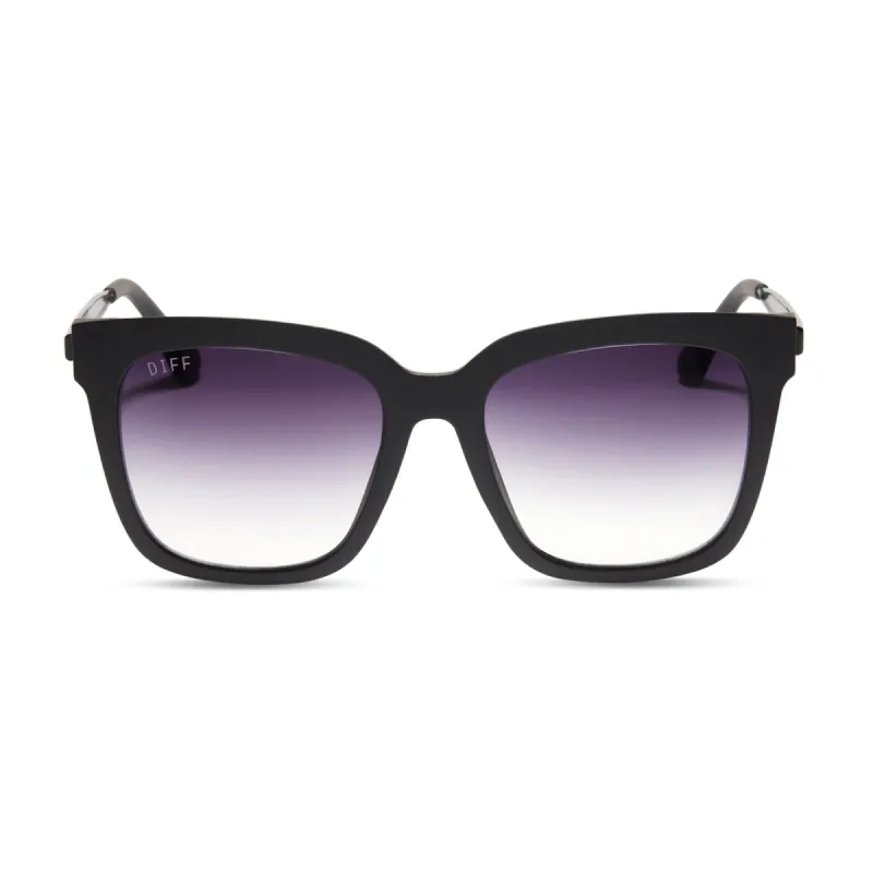 HAILEY - MATTE BLACK + SHARP GREY GRADIENT SUNGLASSES sold by Diff Eyewear