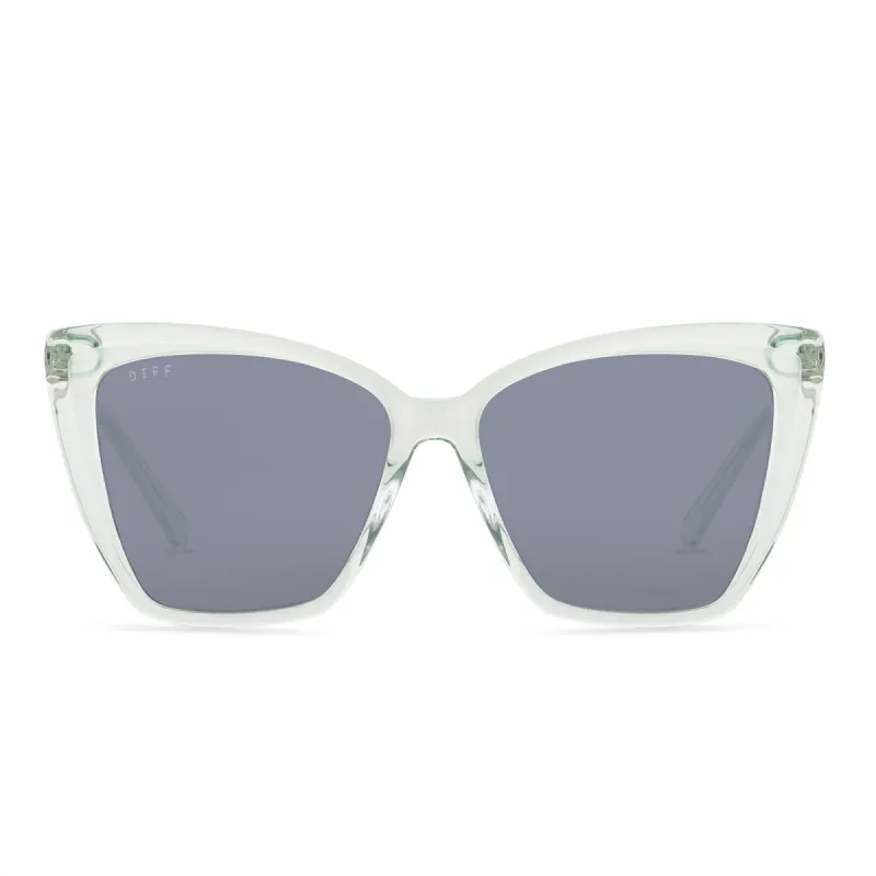 BECKY II - SOFT LAGOON CRYSTAL + GREY MIRROR POLARIZED SUNGLASSES sold by Diff Eyewear