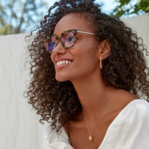 BELLA XS - HAZEL TORTOISE + CLEAR GLASSES sold by Diff Eyewear