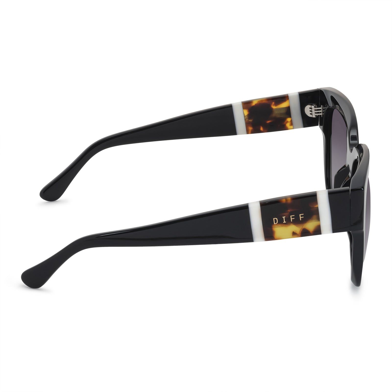 BELLA II - BLACK W/COLORBLOCK TEMPLES + GREY POLARIZED SUNGLASSES sold by Diff Eyewear product image thumbnail 2