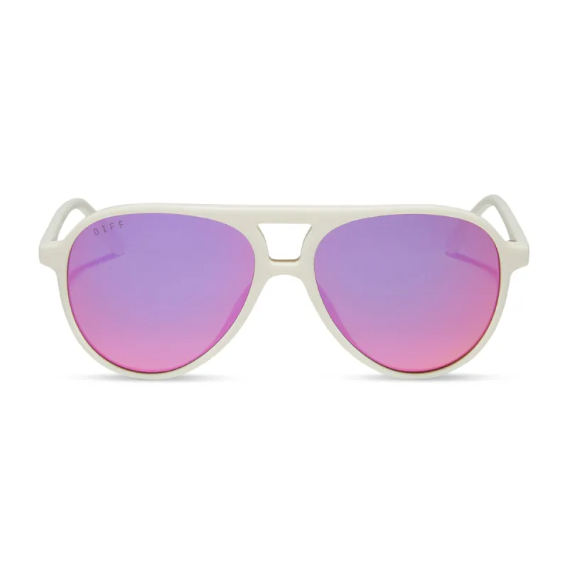 TOSCA II - MATTE WHITE + PINK RUSH MIRROR SUNGLASSES sold by Diff Eyewear