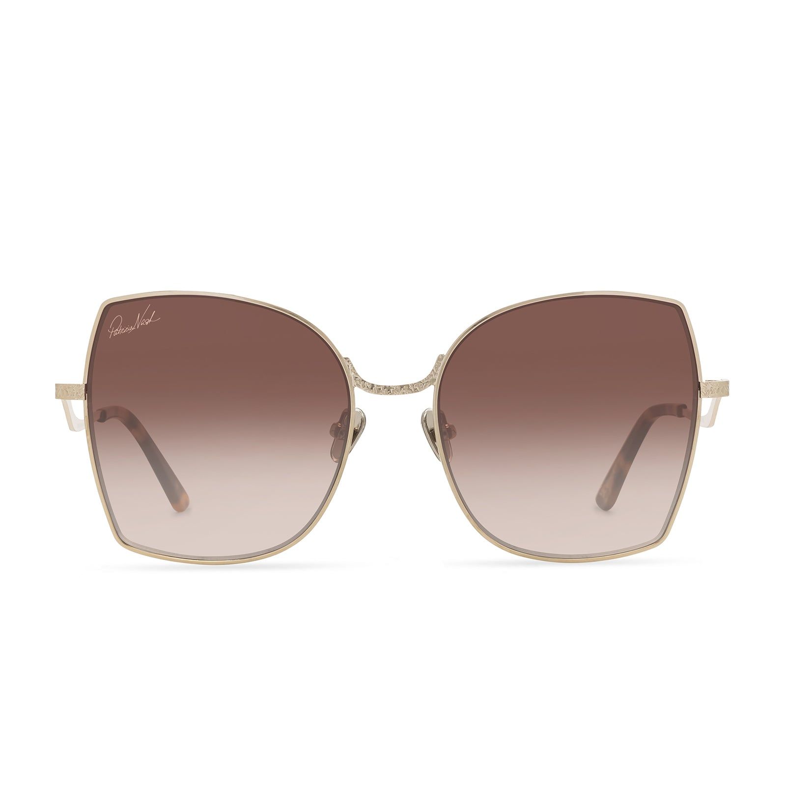 PATRICIA NASH - SOPHIA + BRUSHED GOLD + BROWN GRADIENT SUNGLASSES sold by Diff Eyewear