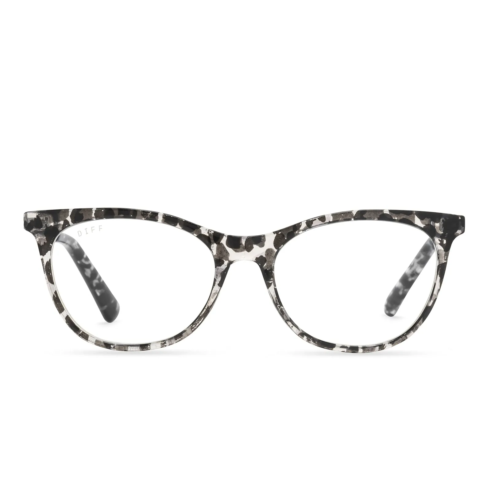 DARCY - CLEAR LEOPARD + BLUE LIGHT READERS sold by Diff Eyewear