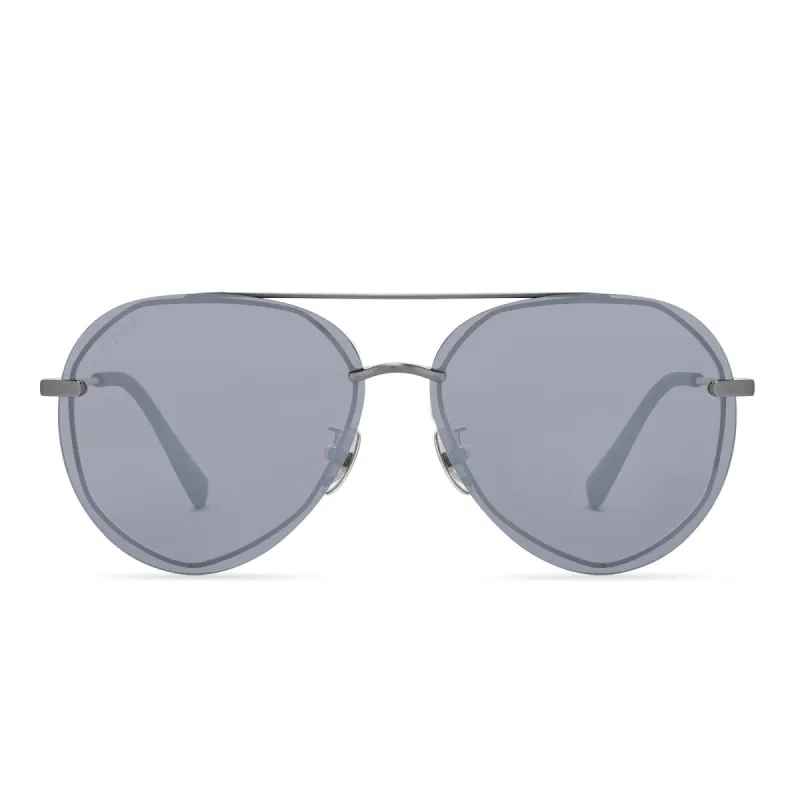 LENOX - BRUSHED SILVER + GREY MIRROR SUNGLASSES sold by Diff Eyewear