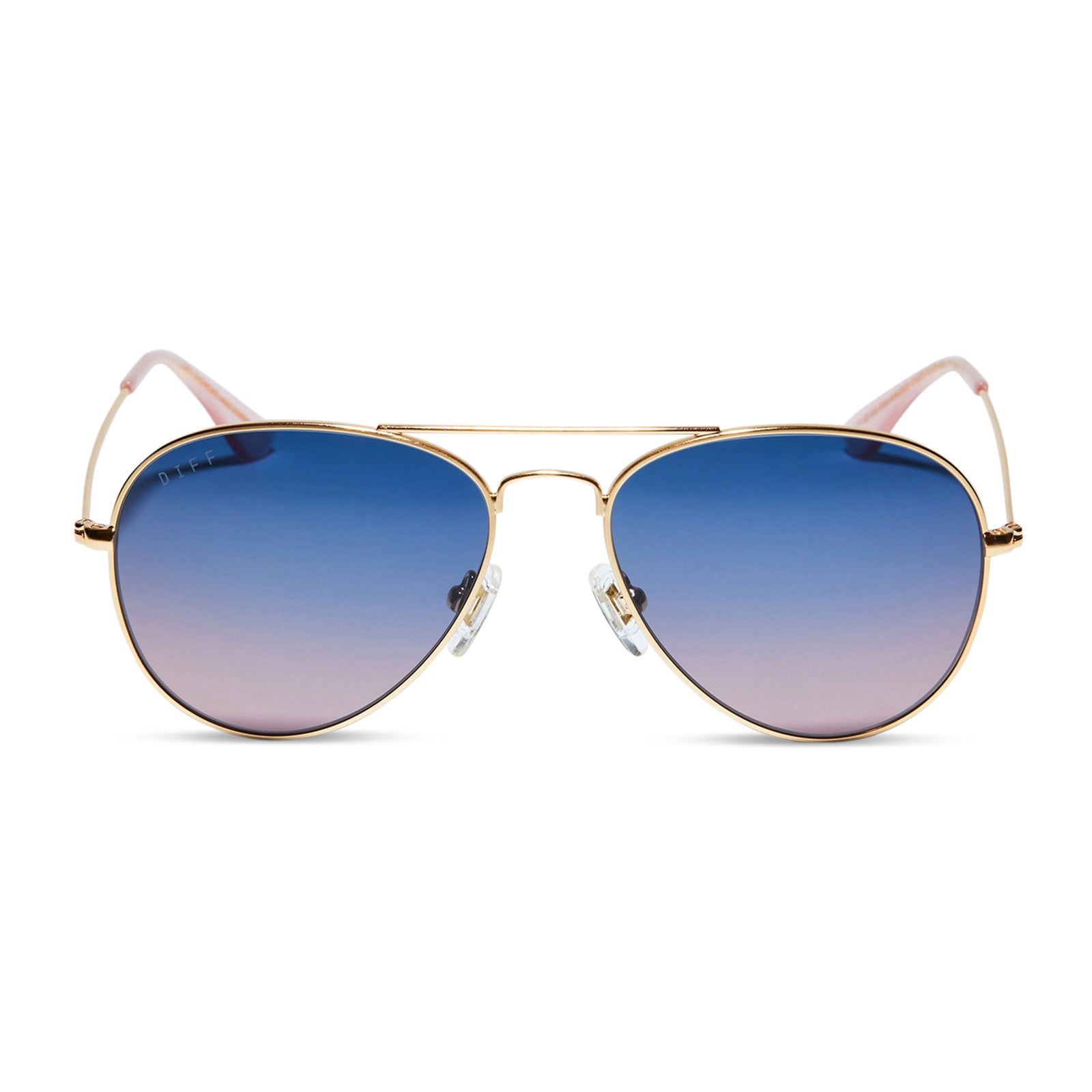 CRUZ XS - BRUSHED GOLD + LAVENDER ROSE GRADIENT POLARIZED SUNGLASSES sold by Diff Eyewear