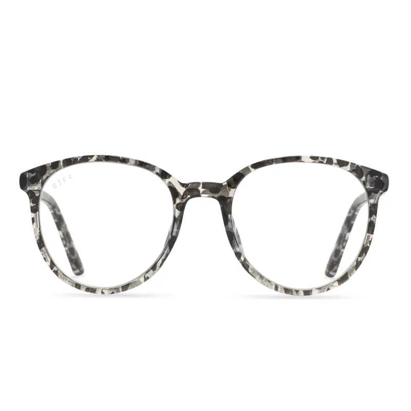 JEANNE - CLEAR LEOPARD  + BLUE LIGHT READERS sold by Diff Eyewear