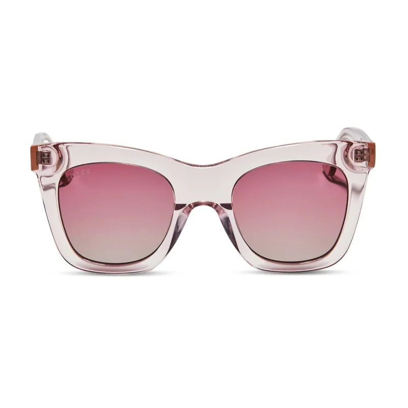 KAIA - LIGHT PINK CRYSTAL + WINE GRADIENT + POLARIZED SUNGLASSES sold by Diff Eyewear