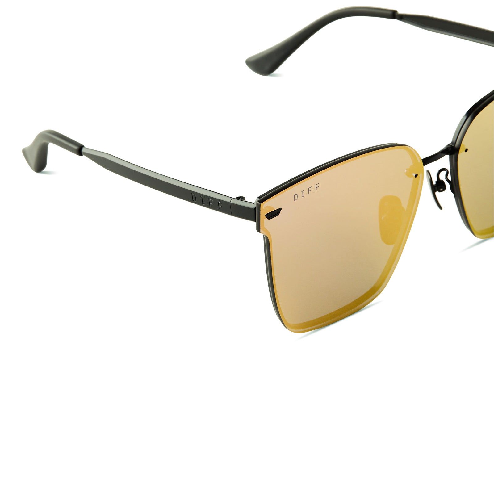 BELLA V - MATTE BLACK + PINK MIRROR SUNGLASSES sold by Diff Eyewear product image thumbnail 4