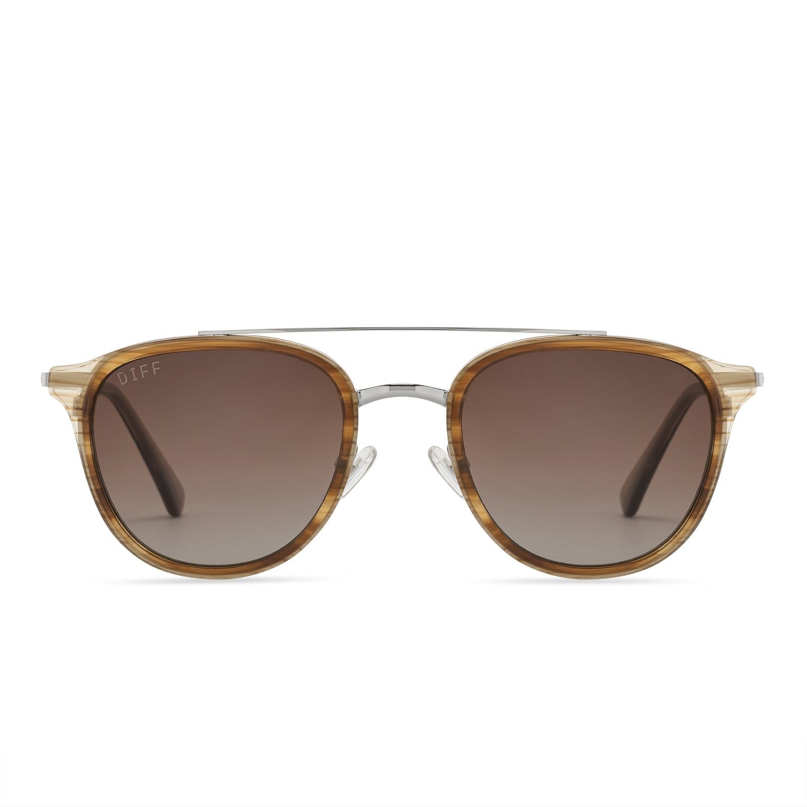 CAMDEN - SILVER + BROWN GRADIENT + POLARIZED SUNGLASSES sold by Diff Eyewear
