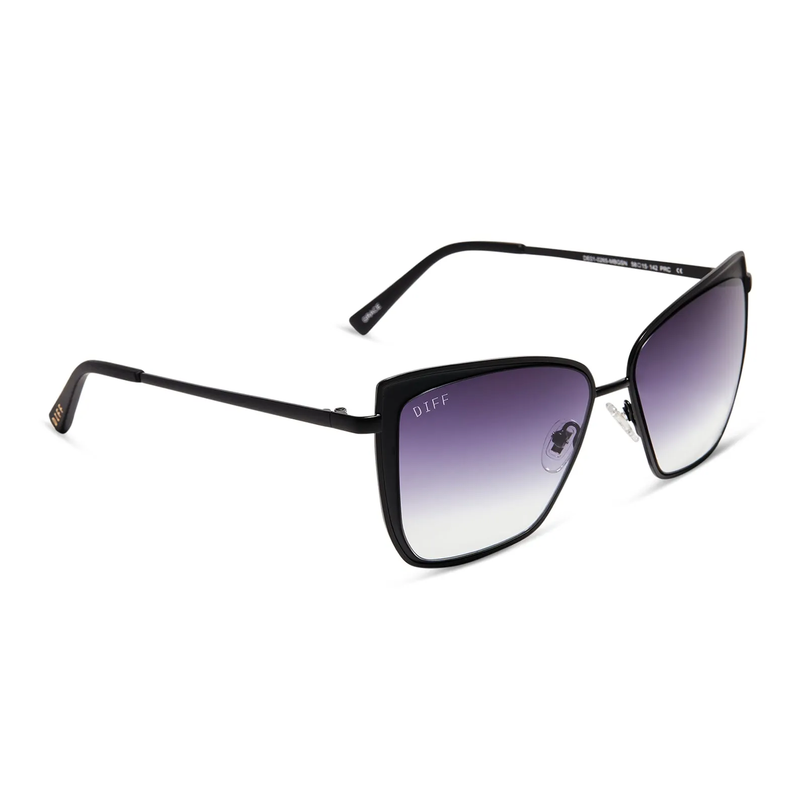 GRACE - MATTE BLACK + GREY GRADIENT SHARP SUNGLASSES sold by Diff Eyewear product image thumbnail 2
