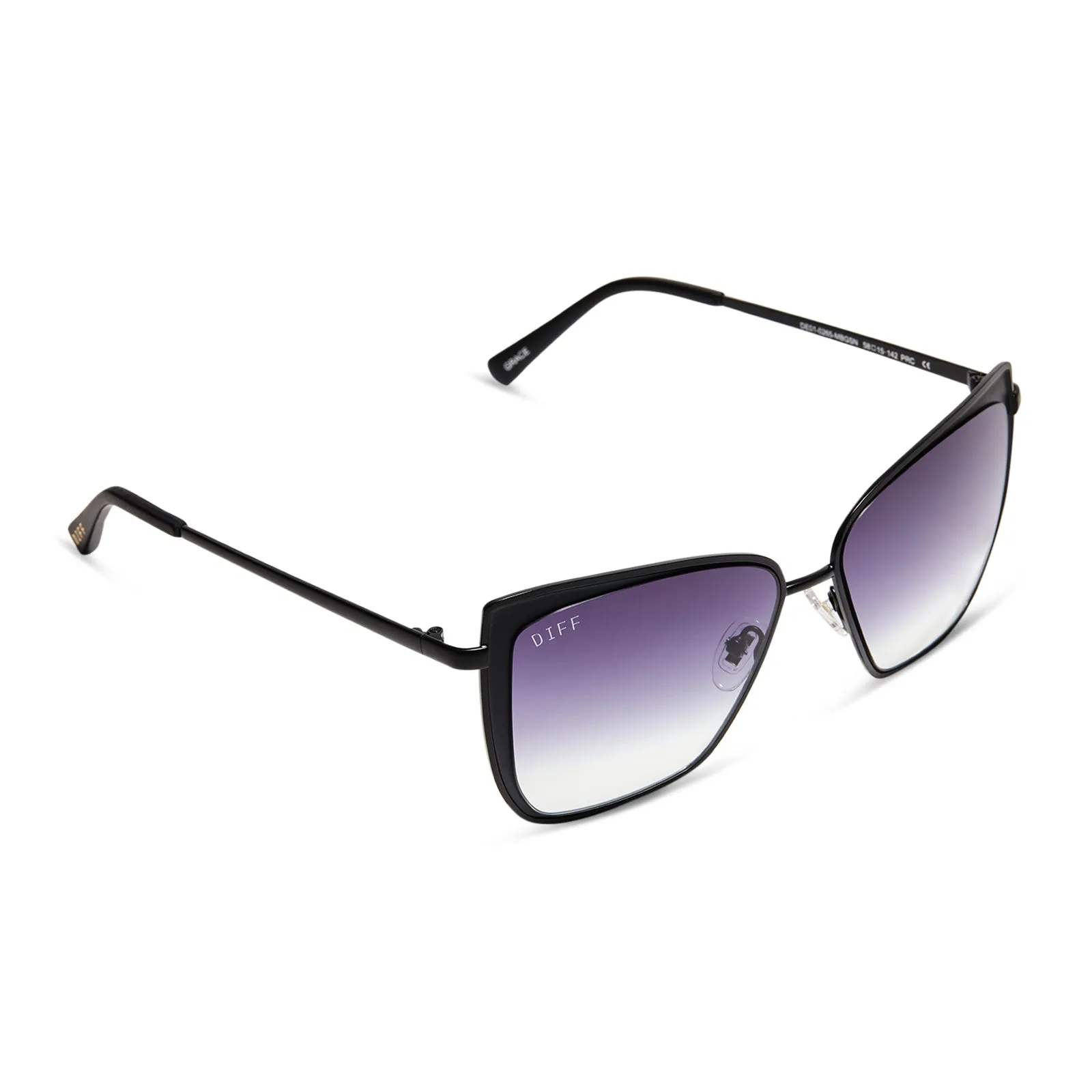 GRACE - MATTE BLACK + GREY GRADIENT SHARP SUNGLASSES sold by Diff Eyewear product image thumbnail 4