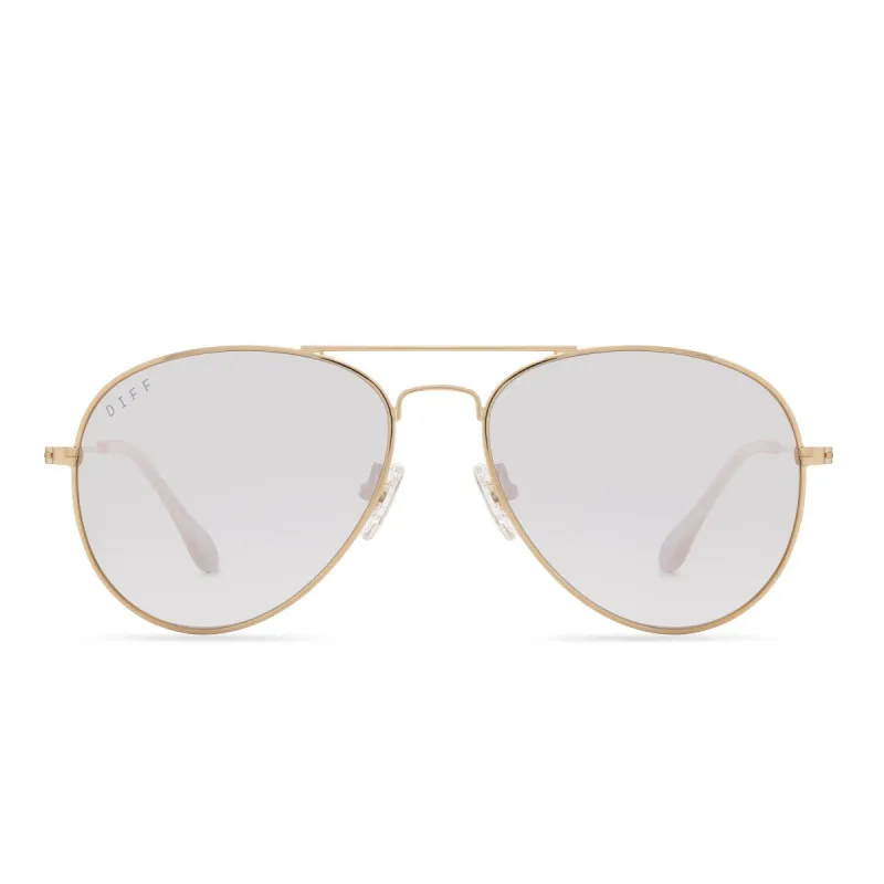 CRUZ - GOLD + BEIGE MIRROR + POLARIZED SUNGLASSES sold by Diff Eyewear