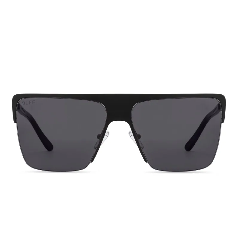 KENDRA - MATTE BLACK + GREY + POLARIZED SUNGLASSES sold by Diff Eyewear
