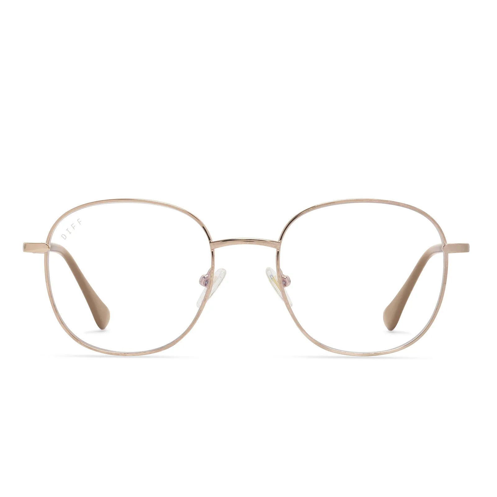 ROMAN - ROSE GOLD/BURGUNDY + BLUE LIGHT READERS sold by Diff Eyewear