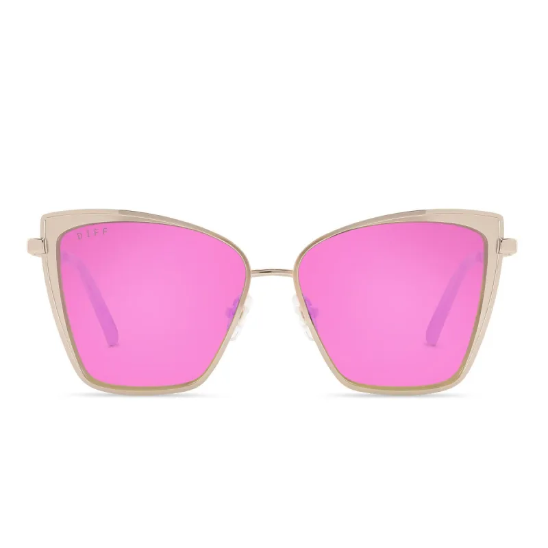 BECKY XS - ROSE GOLD + PINK MIRROR SUNGLASSES sold by Diff Eyewear