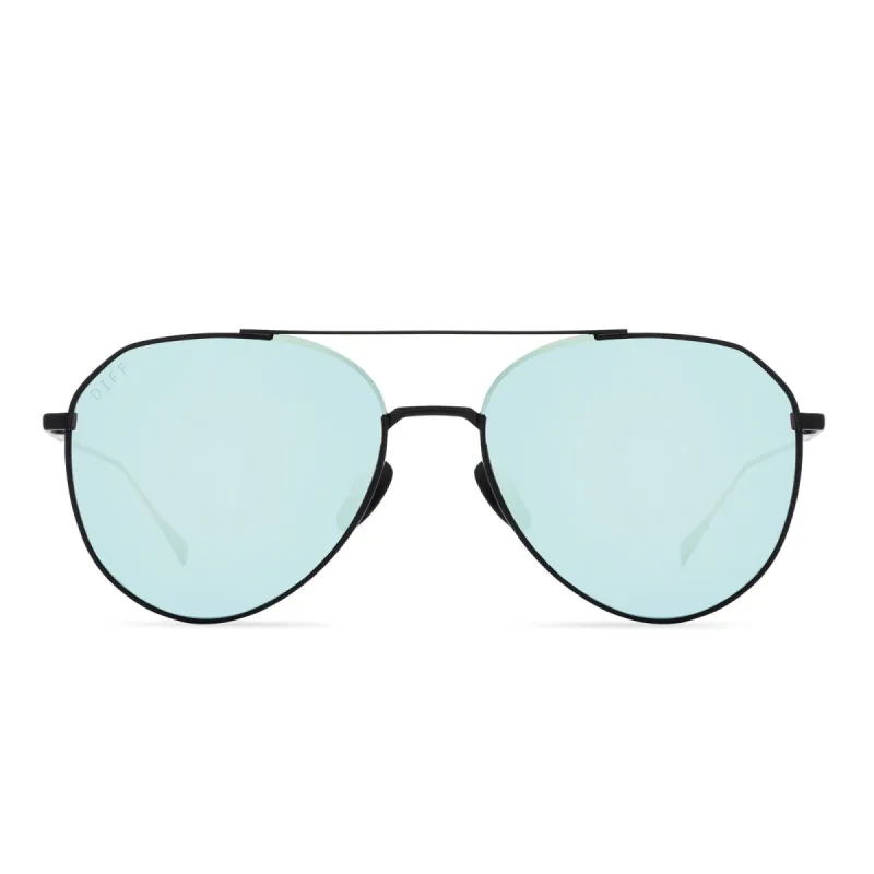 DASH XS - MATTE BLACK + BLUE MIRROR + POLARIZED SUNGLASSES sold by Diff Eyewear
