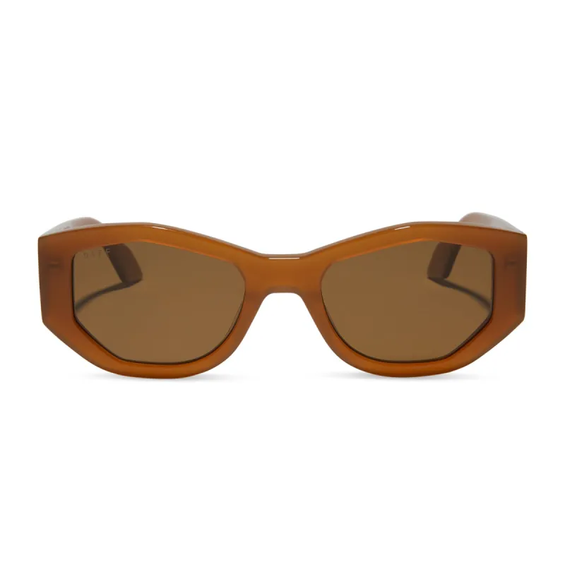 ZOE - SALTED CARAMEL + BROWN + POLARIZED SUNGLASSES sold by Diff Eyewear