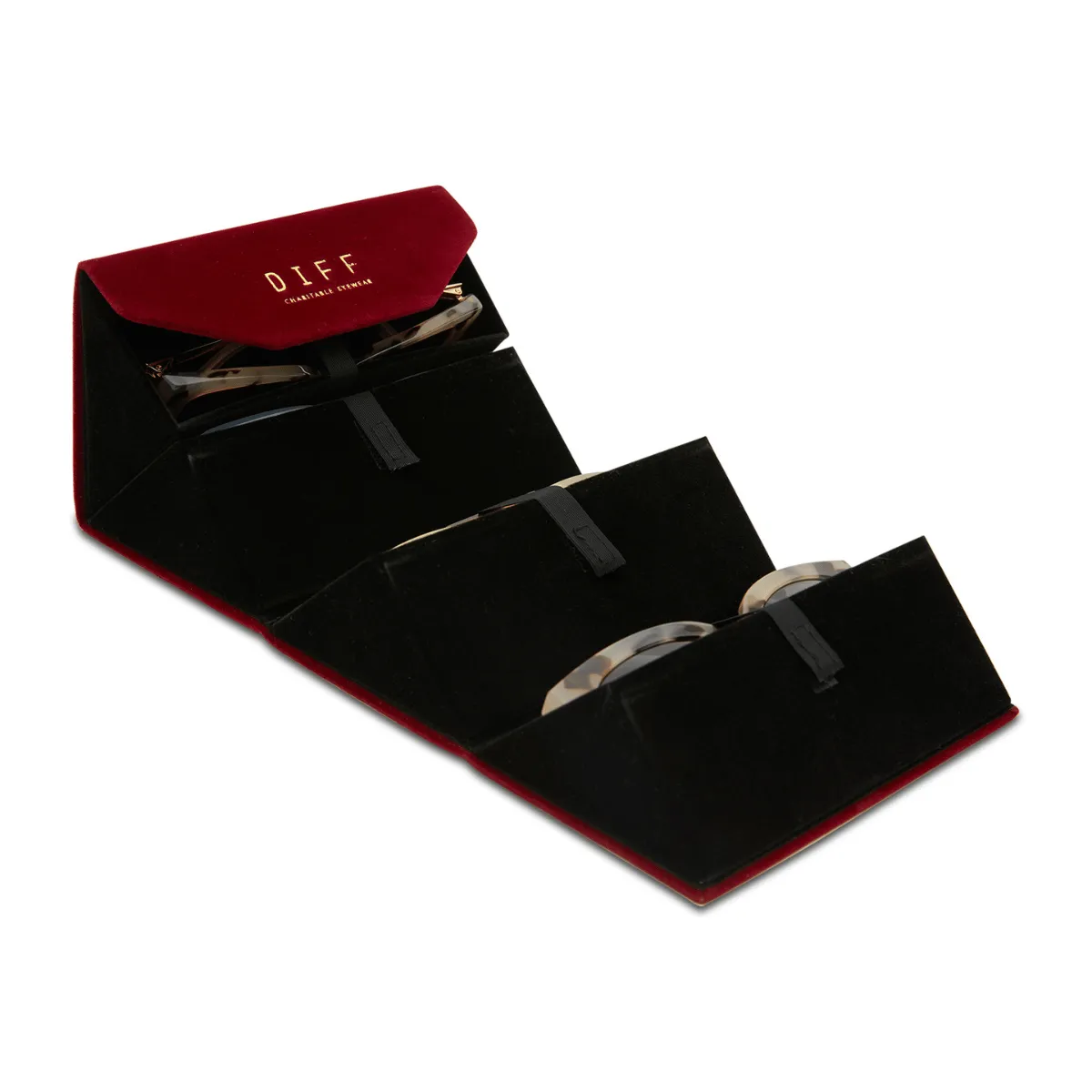 4 PAIR TRAVEL CASE - VELVET WINE sold by Diff Eyewear product image thumbnail 3