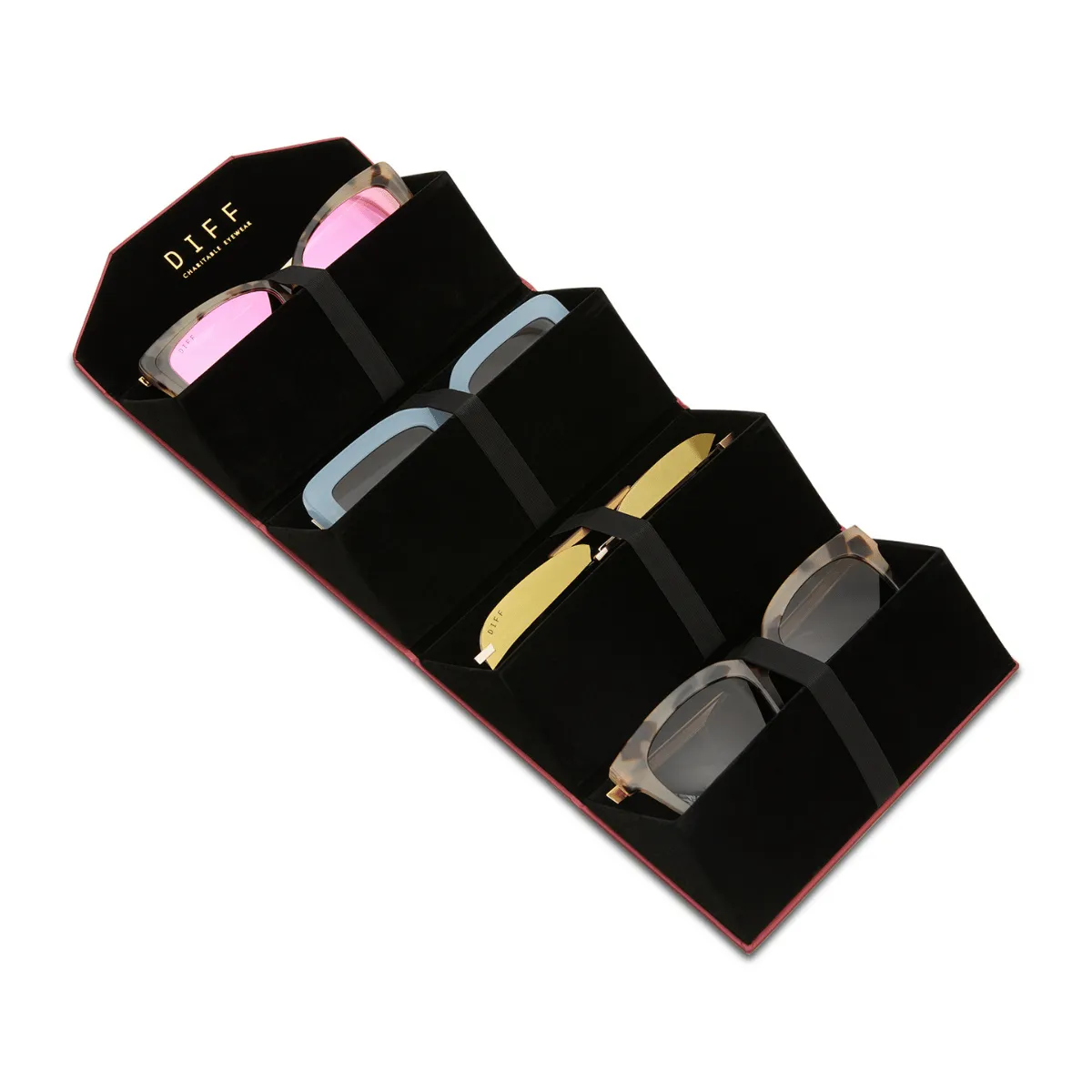 4 PAIR TRAVEL CASE - VELVET WINE sold by Diff Eyewear product image thumbnail 2