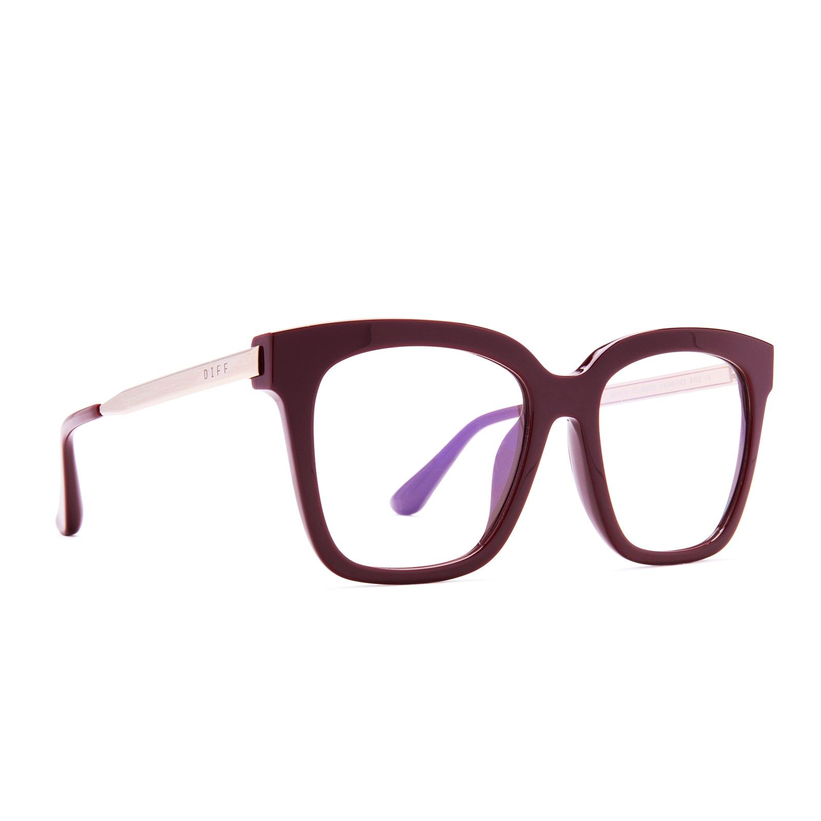 BELLA - CLARET + BLUE LIGHT TECHNOLOGY GLASSES sold by Diff Eyewear product image thumbnail 2