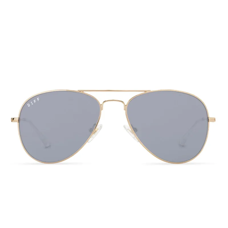 CRUZ XS - GOLD + GREY MIRROR SUNGLASSES sold by Diff Eyewear