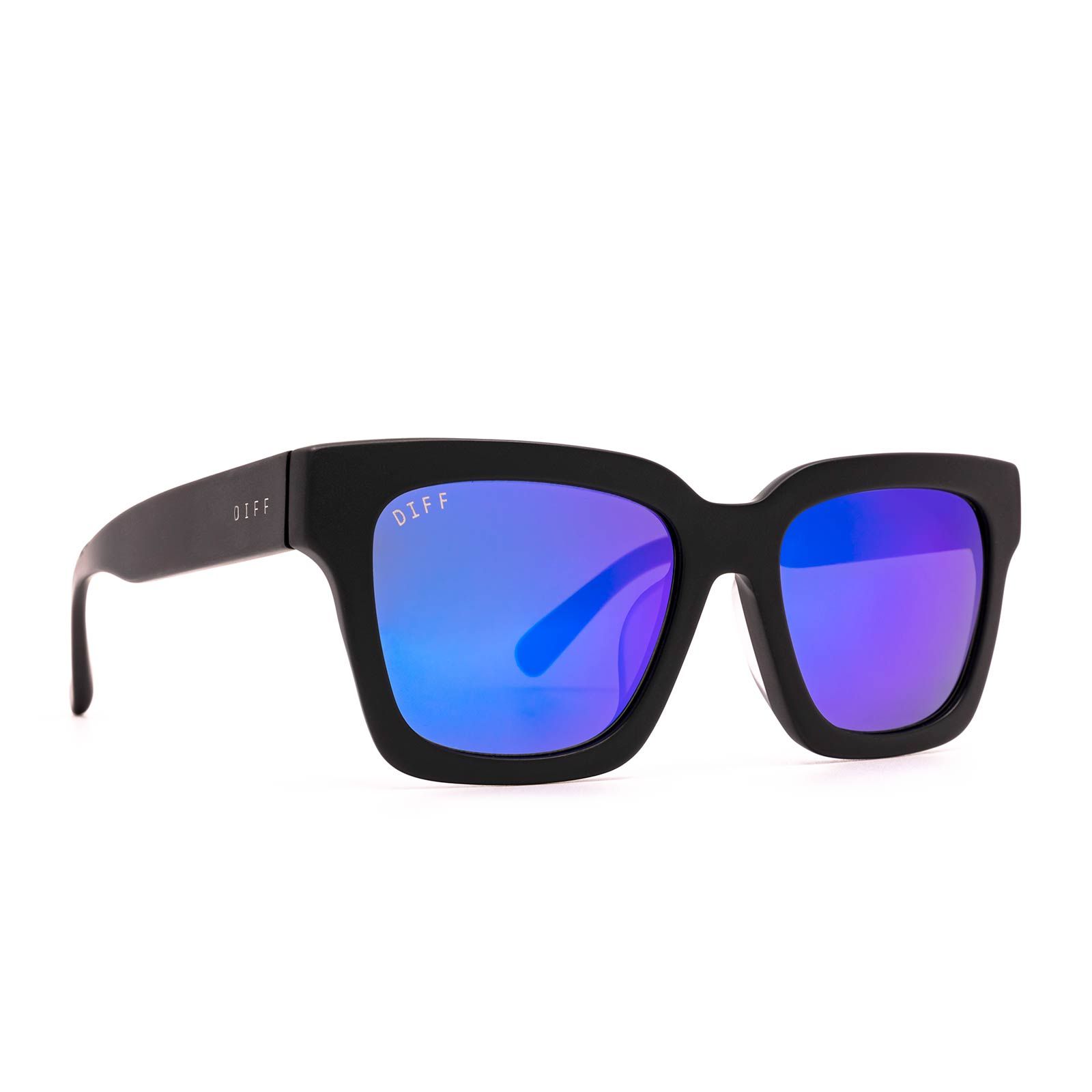 AUSTEN - MATTE BLACK + BLUE MIRROR SUNGLASSES sold by Diff Eyewear product image thumbnail 2