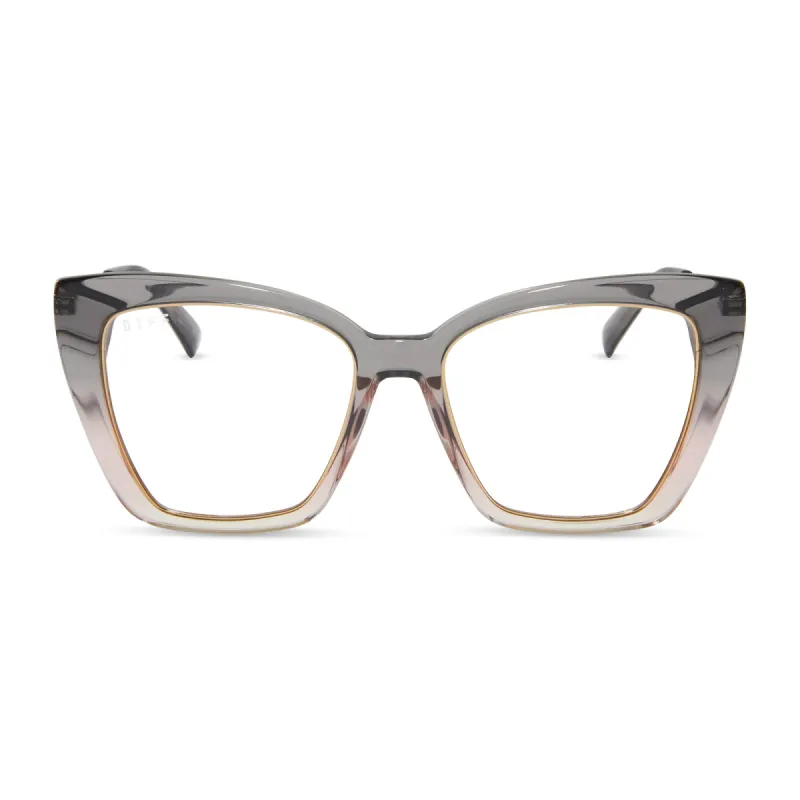 BECKY IV XS - SMOKE ROSE CRYSTAL OMBRE + PRESCRIPTION GLASSES sold by Diff Eyewear