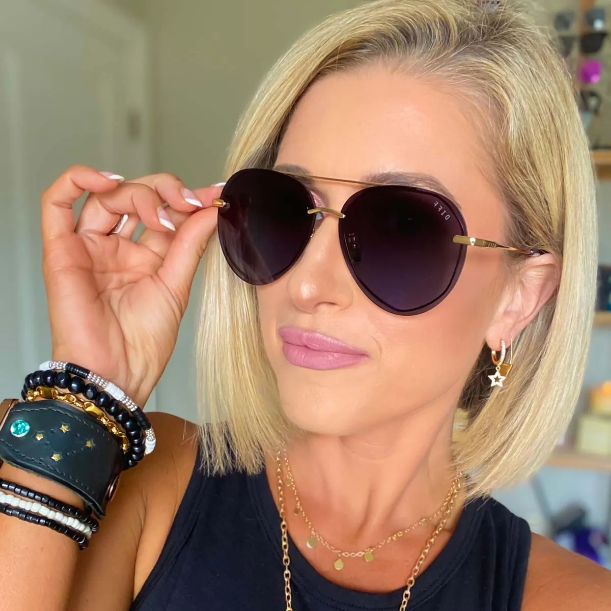 LENOX - GOLD + BLUE GRADIENT + POLARIZED SUNGLASSES sold by Diff Eyewear product image thumbnail 5