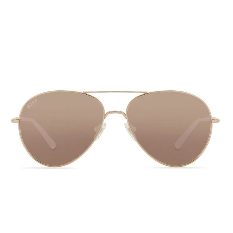KNOX - ROSE GOLD + CHERRY BLOSSOM MIRROR SUNGLASSES sold by Diff Eyewear