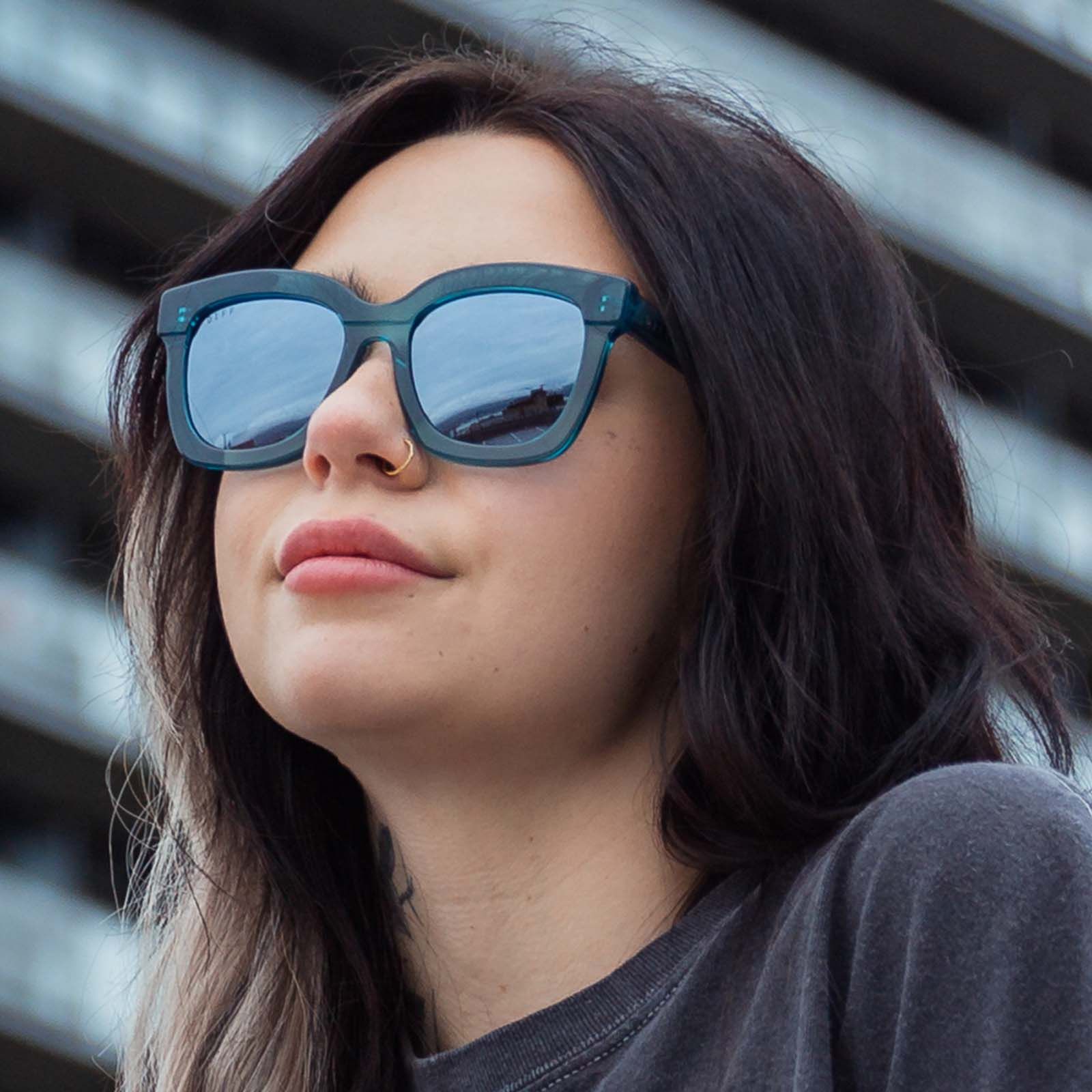 CARSON - TEAL HAZE + GREY MIRROR + POLARIZED SUNGLASSES sold by Diff Eyewear product image thumbnail 5