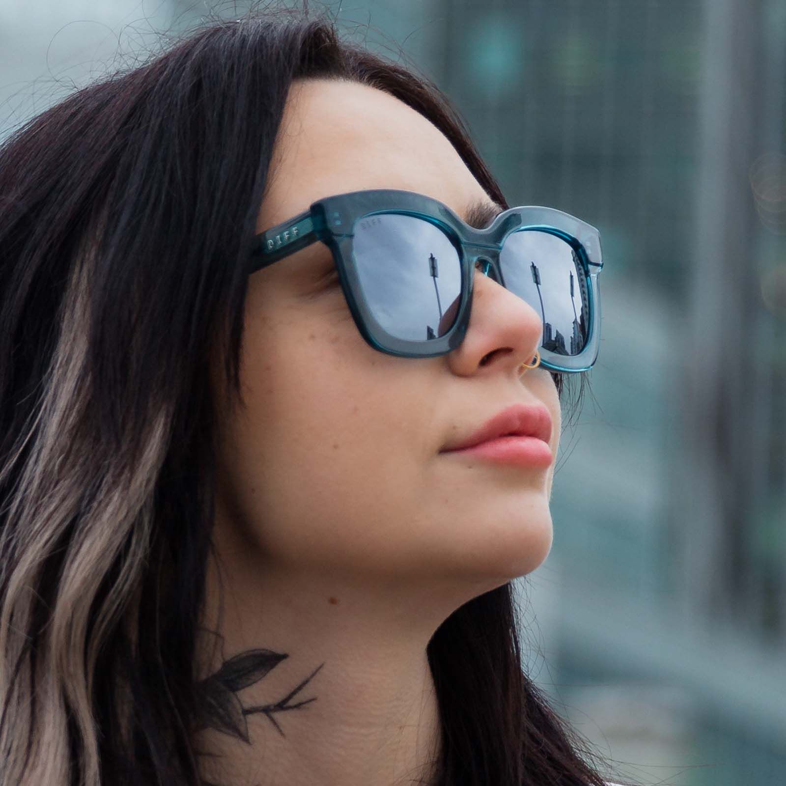 CARSON - TEAL HAZE + GREY MIRROR + POLARIZED SUNGLASSES sold by Diff Eyewear product image thumbnail 6