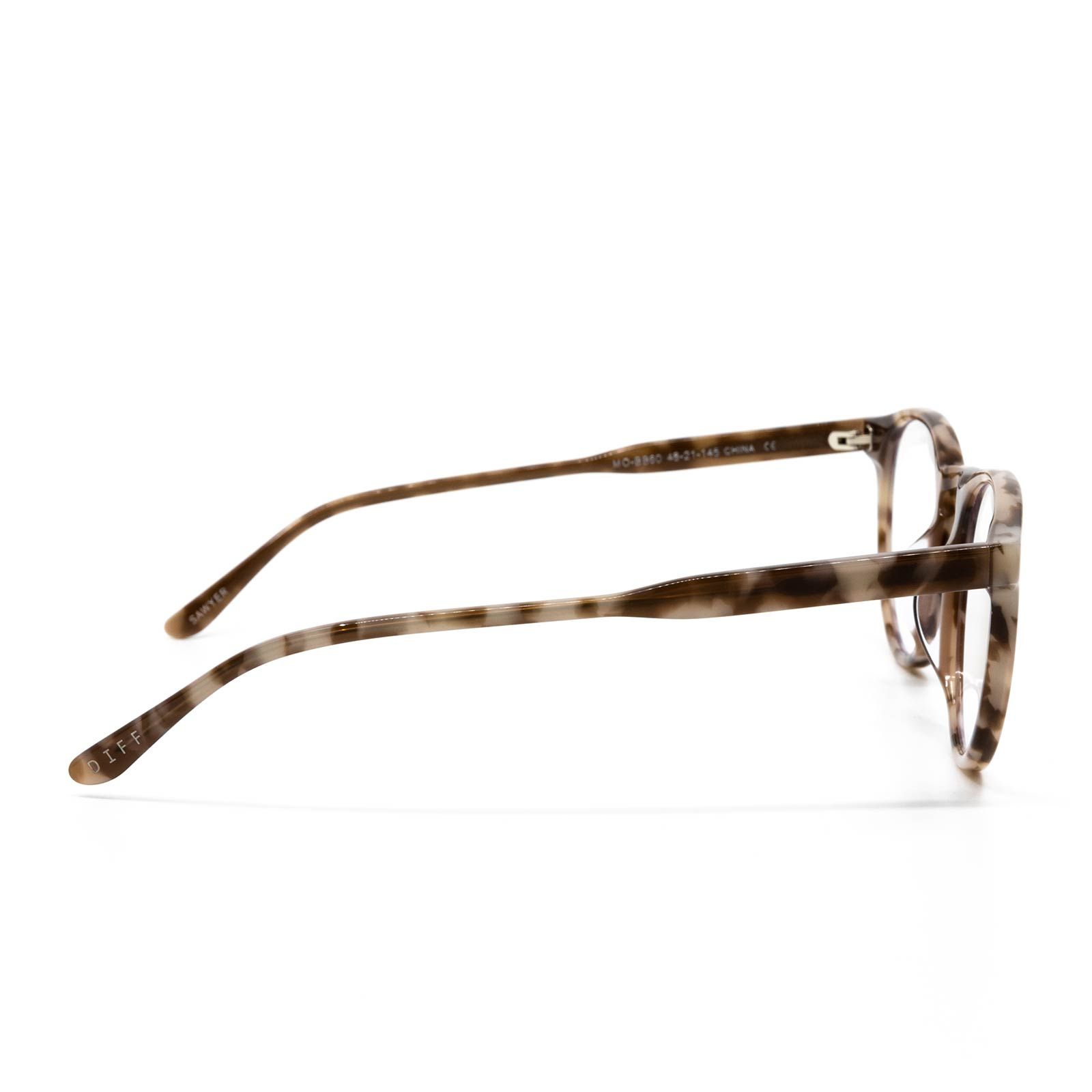 SAWYER - MOCHA TORTOISE + CLEAR GLASSES sold by Diff Eyewear product image thumbnail 3