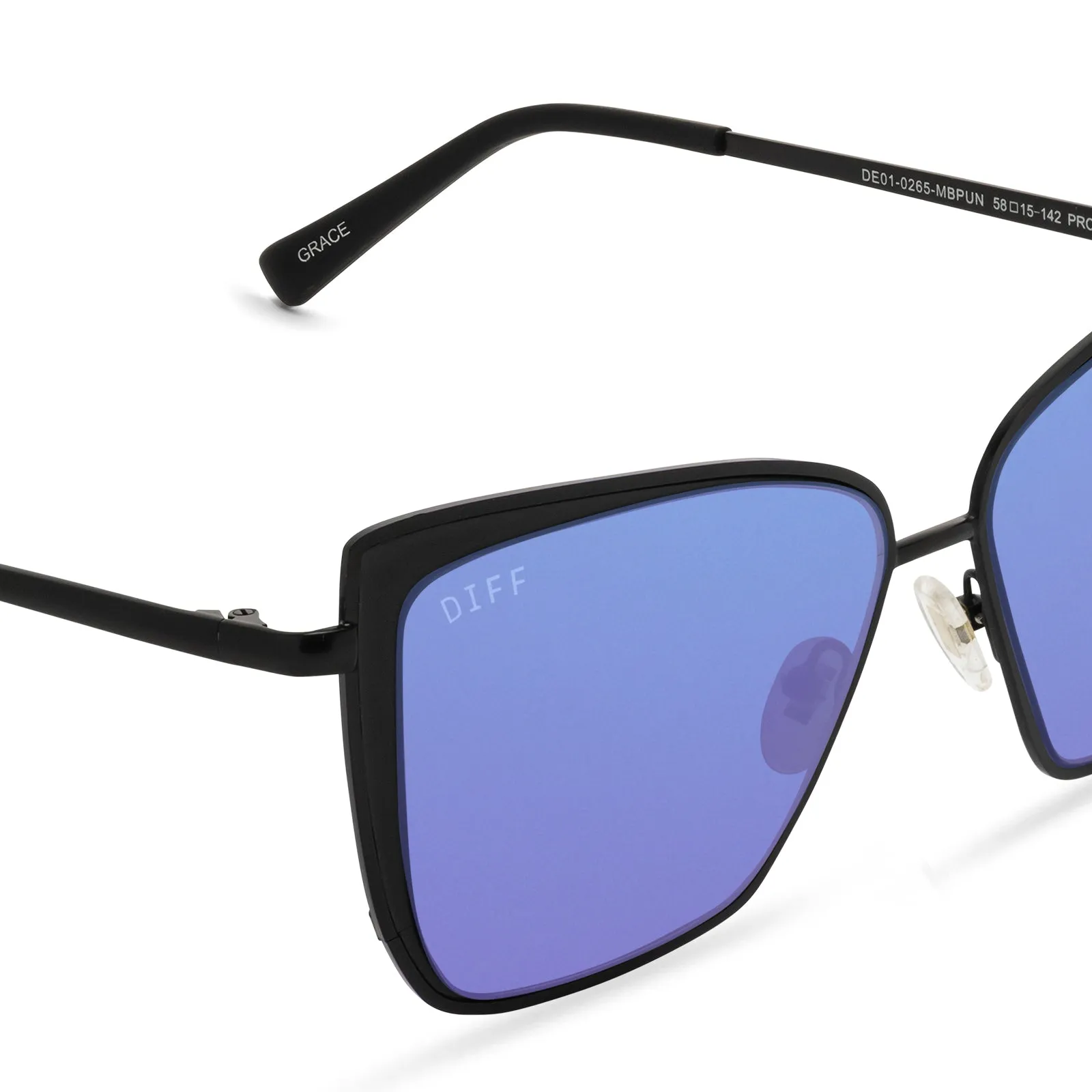 GRACE - MATTE BLACK + PURPLE MIRROR SUNGLASSES sold by Diff Eyewear product image thumbnail 4