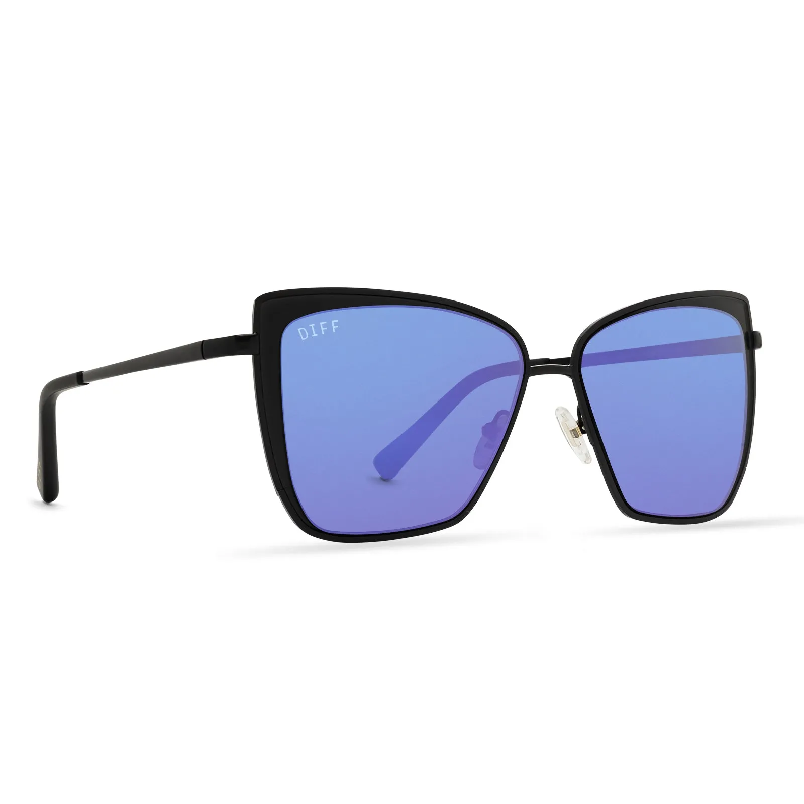 GRACE - MATTE BLACK + PURPLE MIRROR SUNGLASSES sold by Diff Eyewear product image thumbnail 2