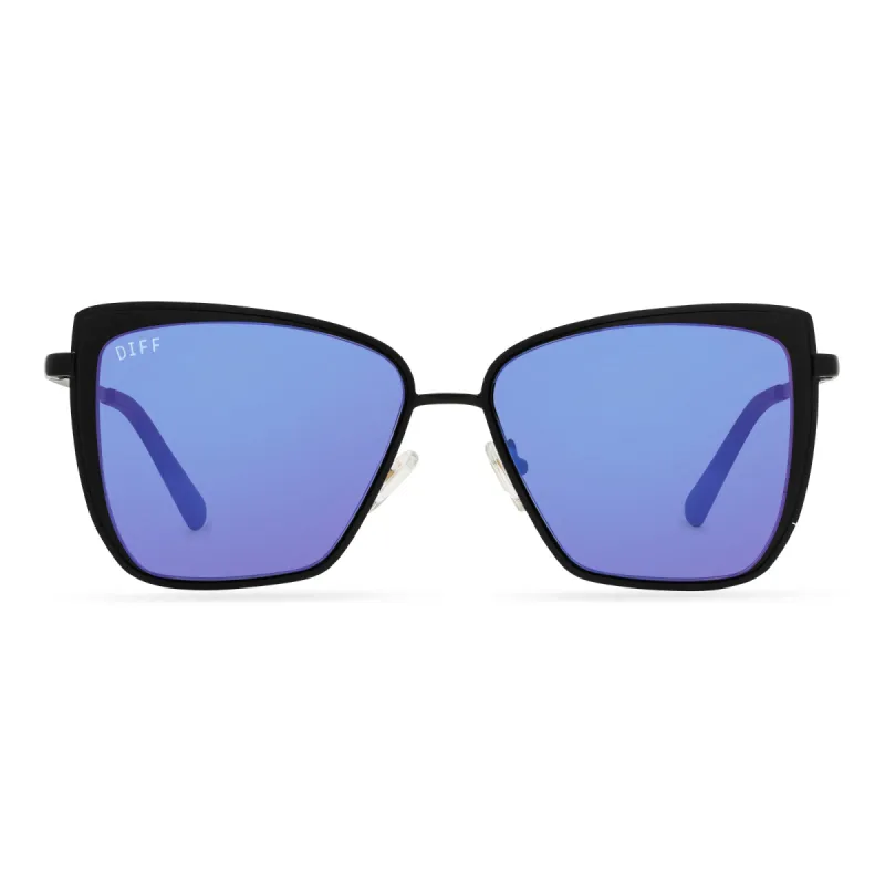 GRACE - MATTE BLACK + PURPLE MIRROR SUNGLASSES sold by Diff Eyewear