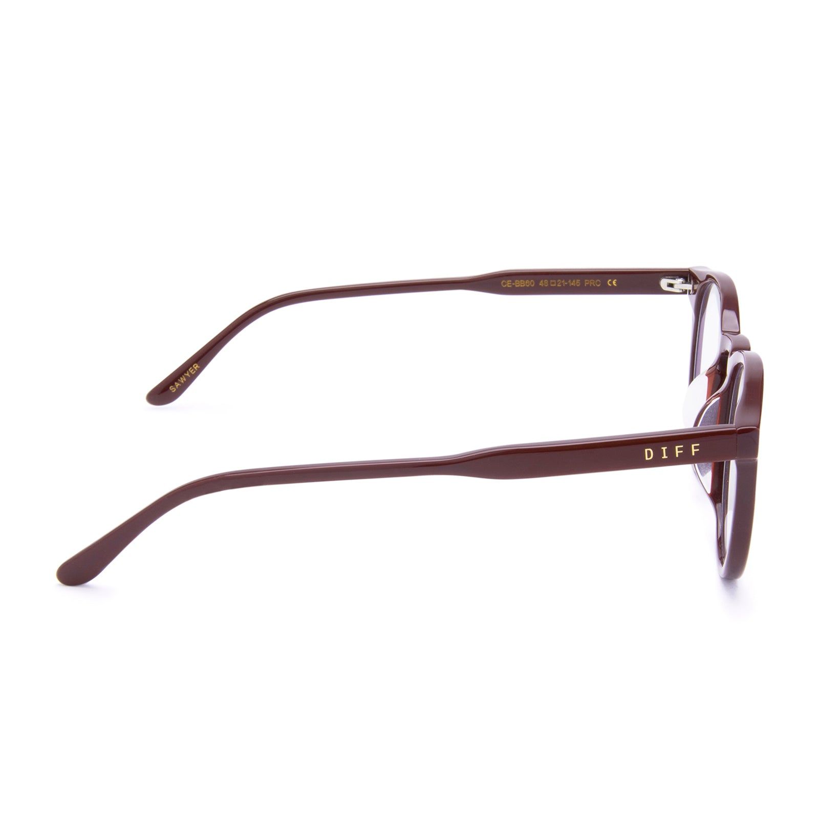 SAWYER - CLARET + CLEAR GLASSES sold by Diff Eyewear product image thumbnail 4