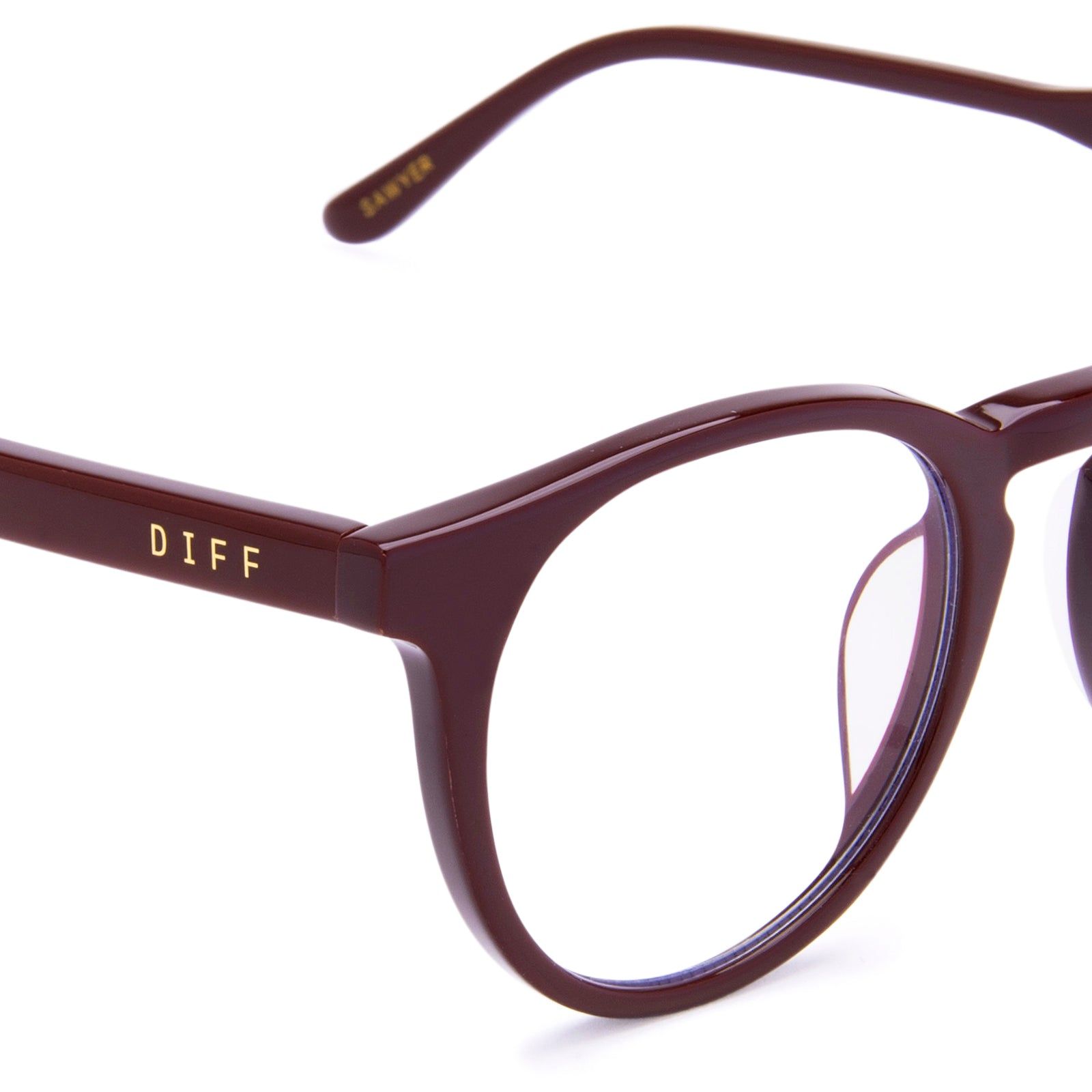 SAWYER - CLARET + CLEAR GLASSES sold by Diff Eyewear product image thumbnail 3