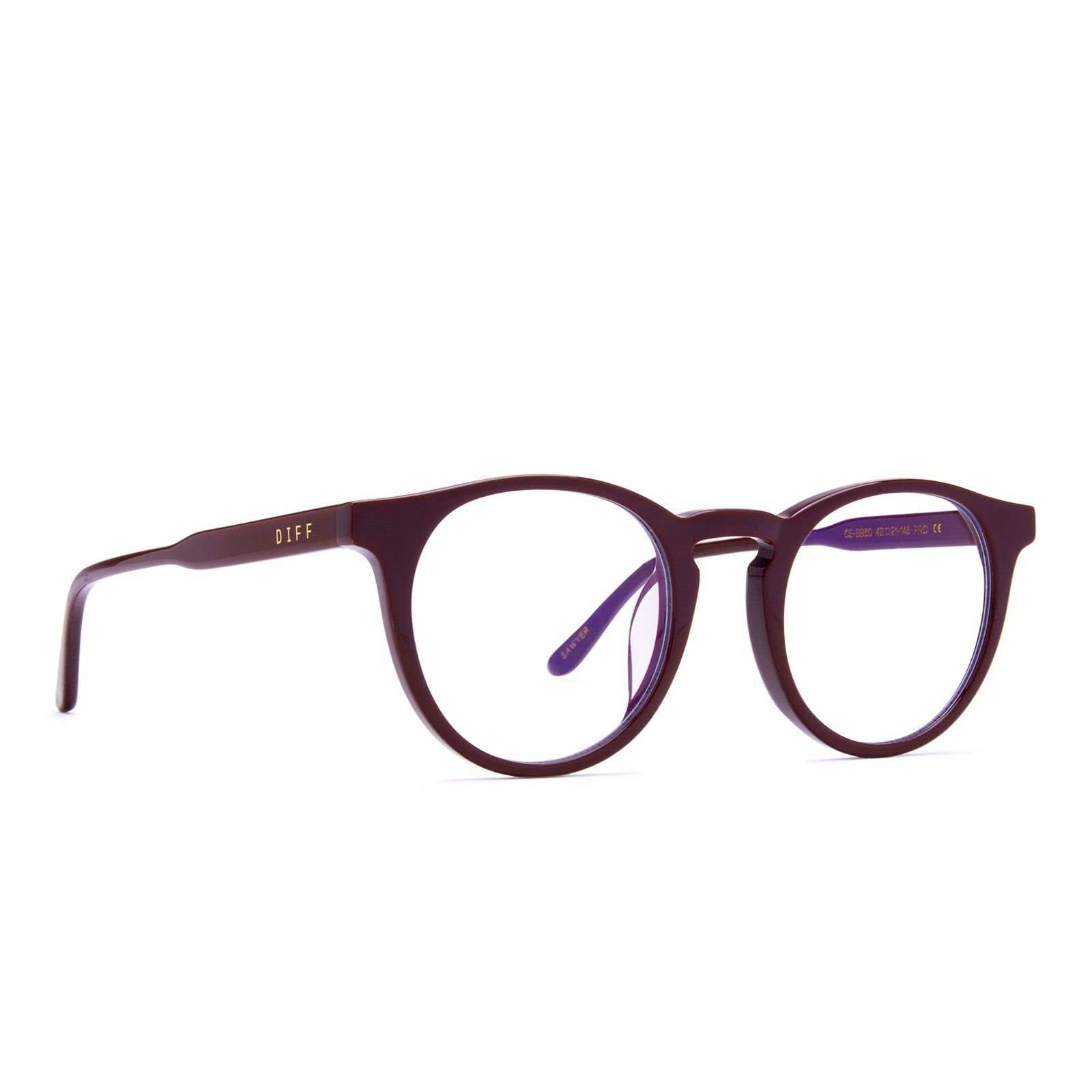 SAWYER - CLARET + CLEAR GLASSES sold by Diff Eyewear product image thumbnail 2
